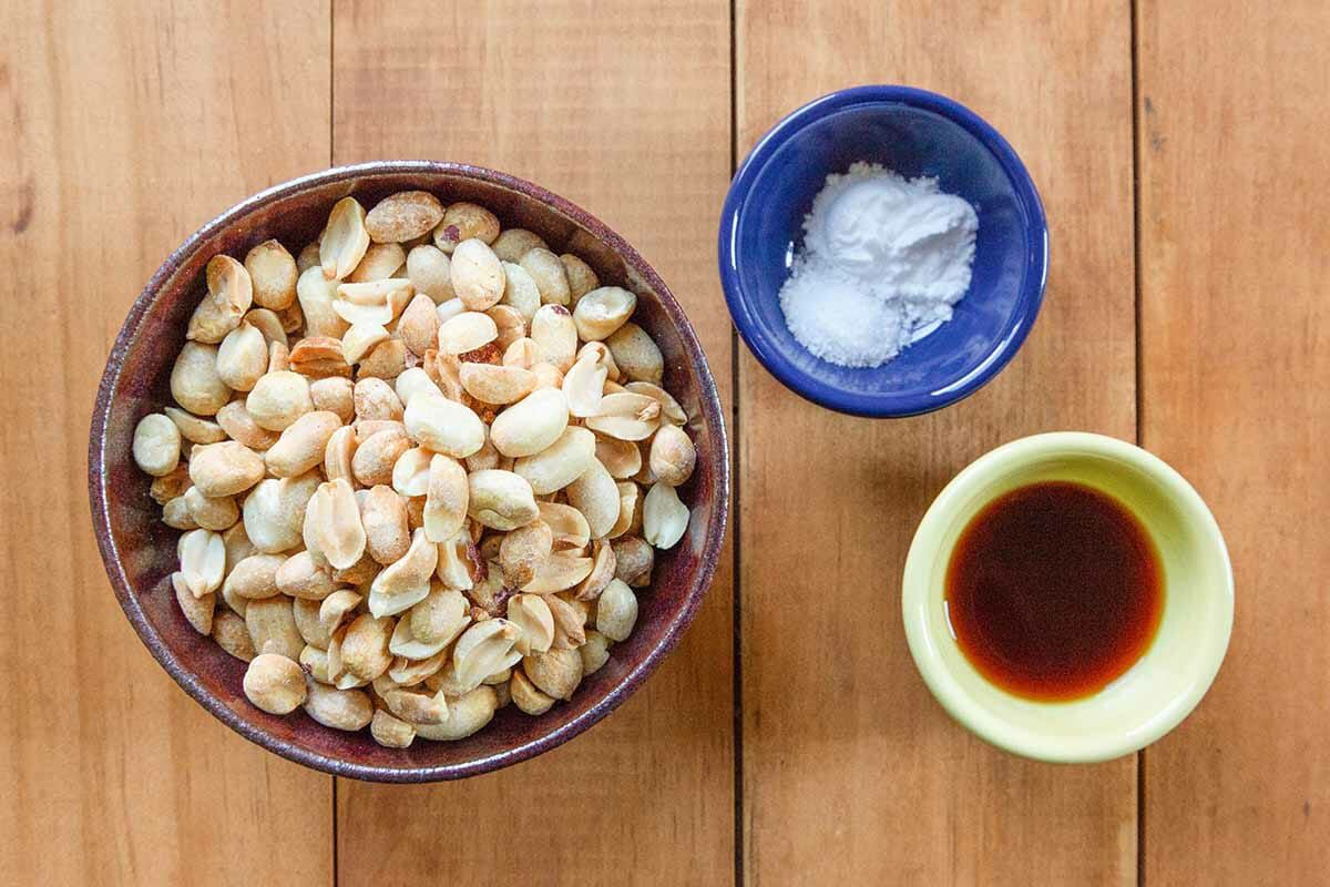 How to Make Peanut Brittle prep the peanuts vanilla and salt