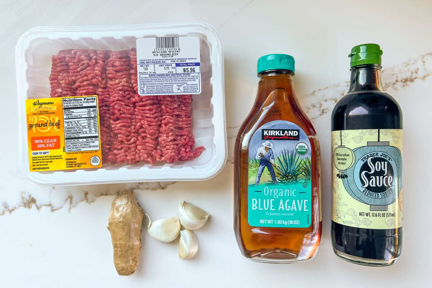 Ingredients to make ground beef dish