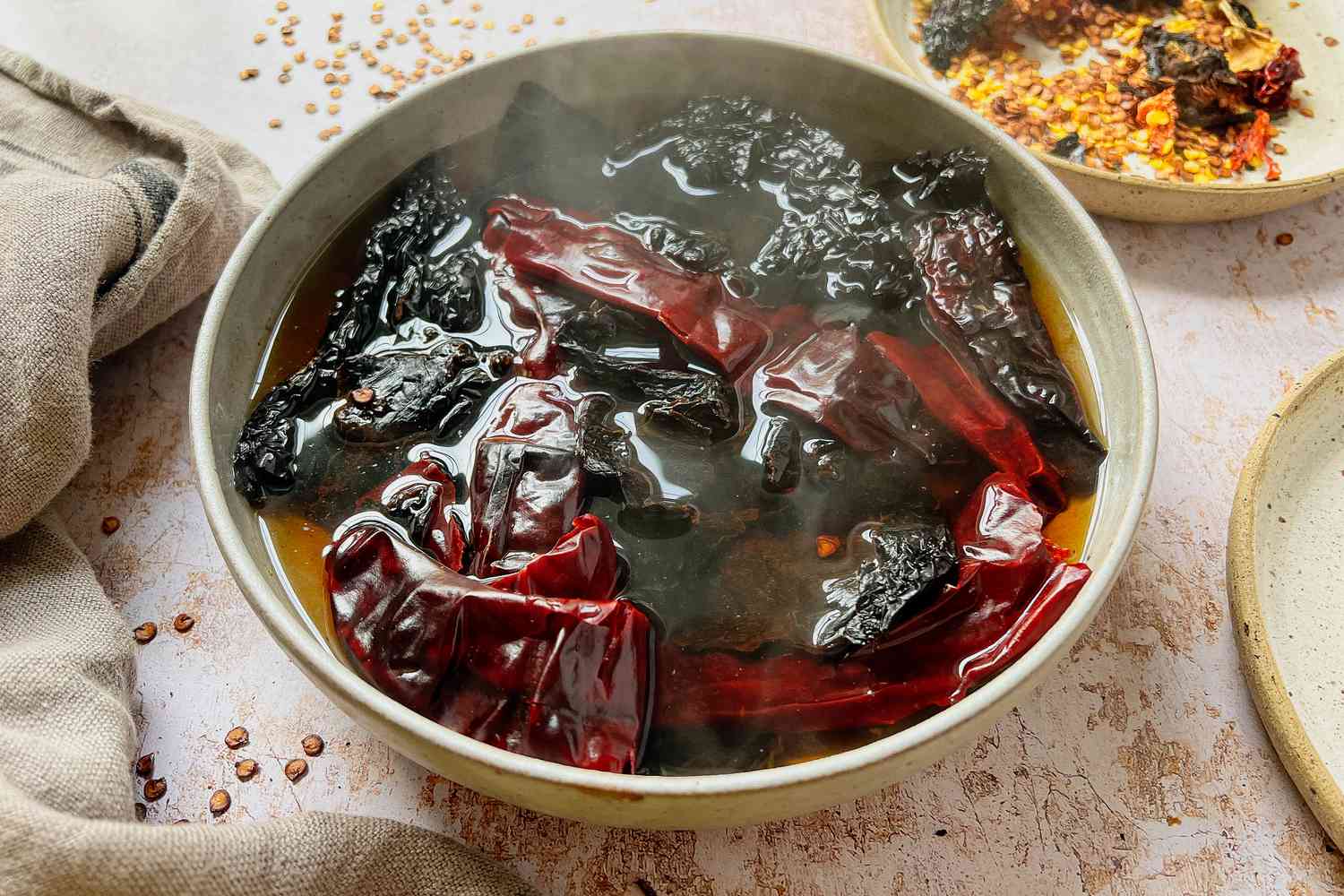 Soak Peppers for Grilled Pork Chops with Adobo Paste