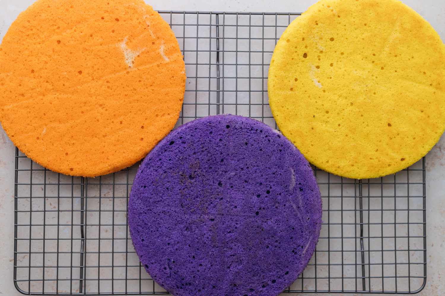 Rainbow Layers on Cooling Rack for Cake
