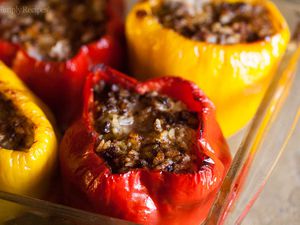 Stuffed Red and Yellow Bell Peppers