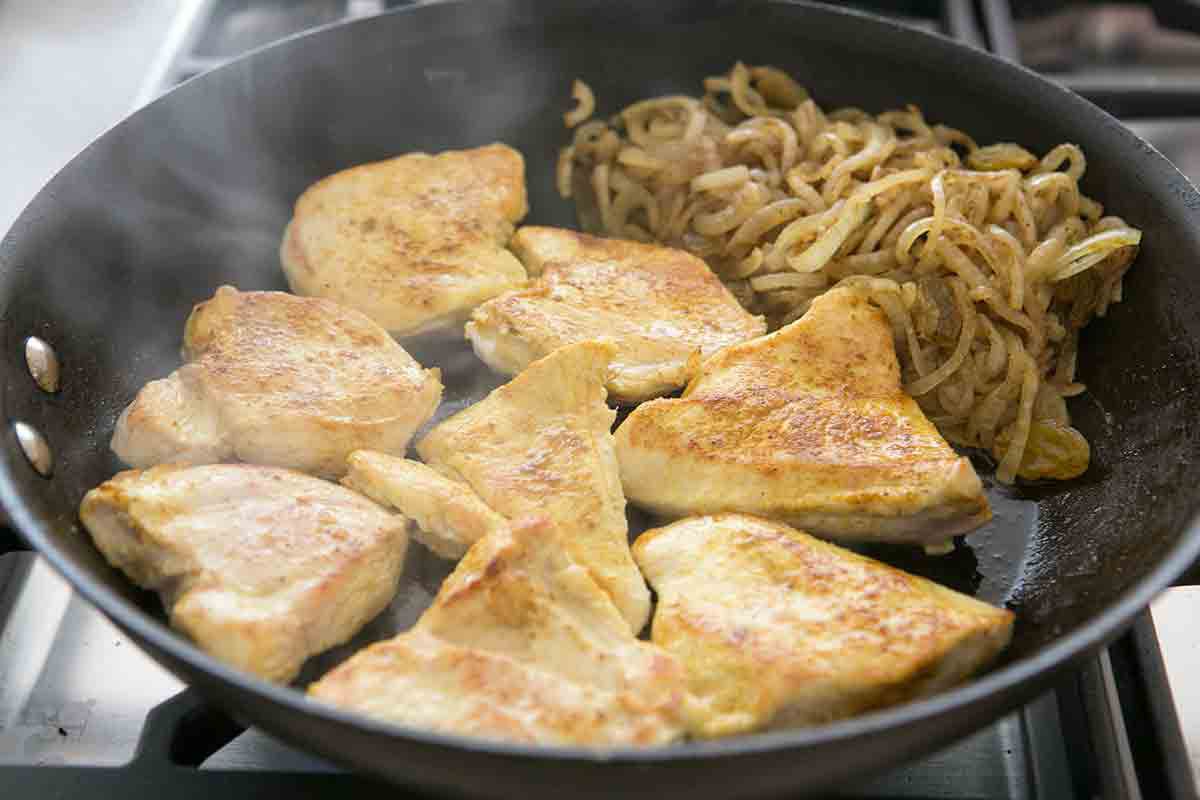 saute chicken cutlets for chicken curry in a hurry