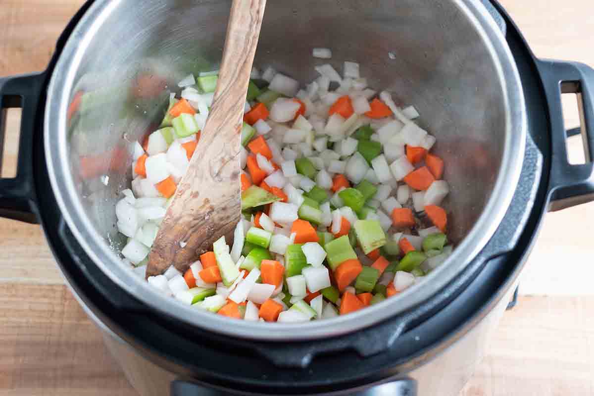 Pressure Cooker Shepherd's Pie - add the vegetables