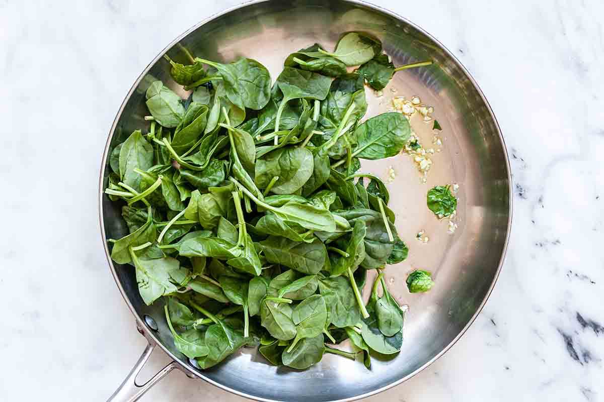 Homemade Meatloaf Recipe cook the spinach and garlic