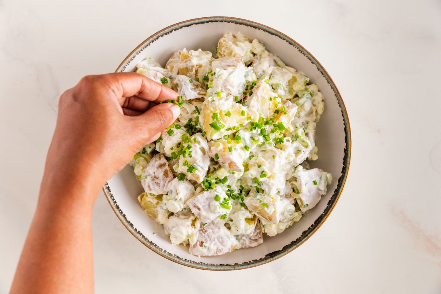 Rest of the Chives Sprinkled Onto the Sour Cream & Onion Potato Salad