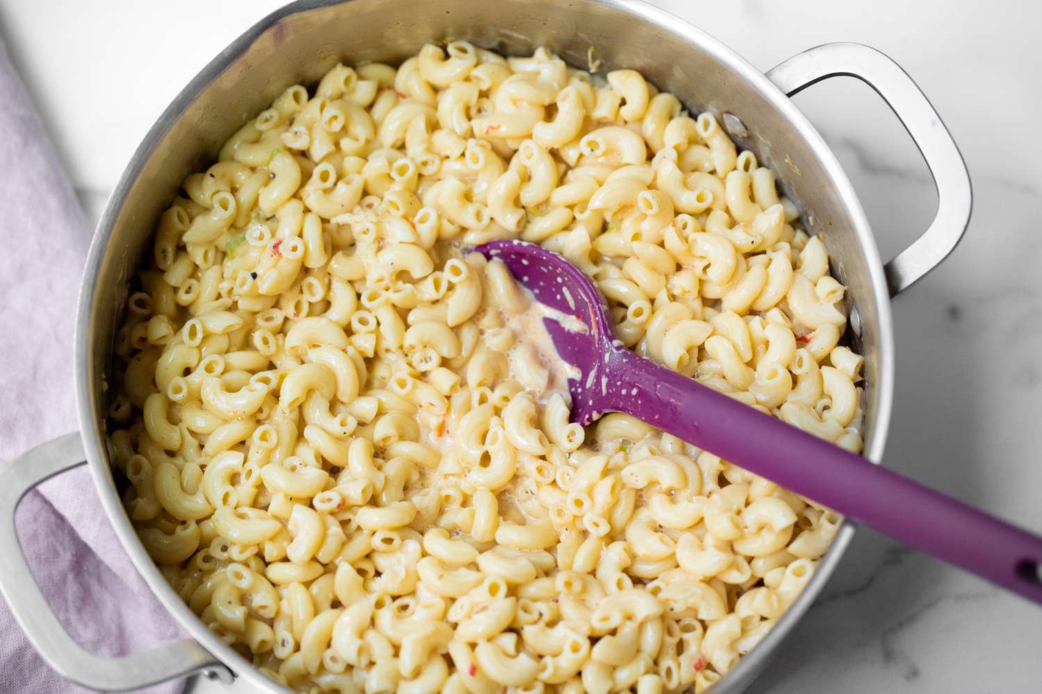 Trinidadian Macaroni Pie Mixed Together in the Pot