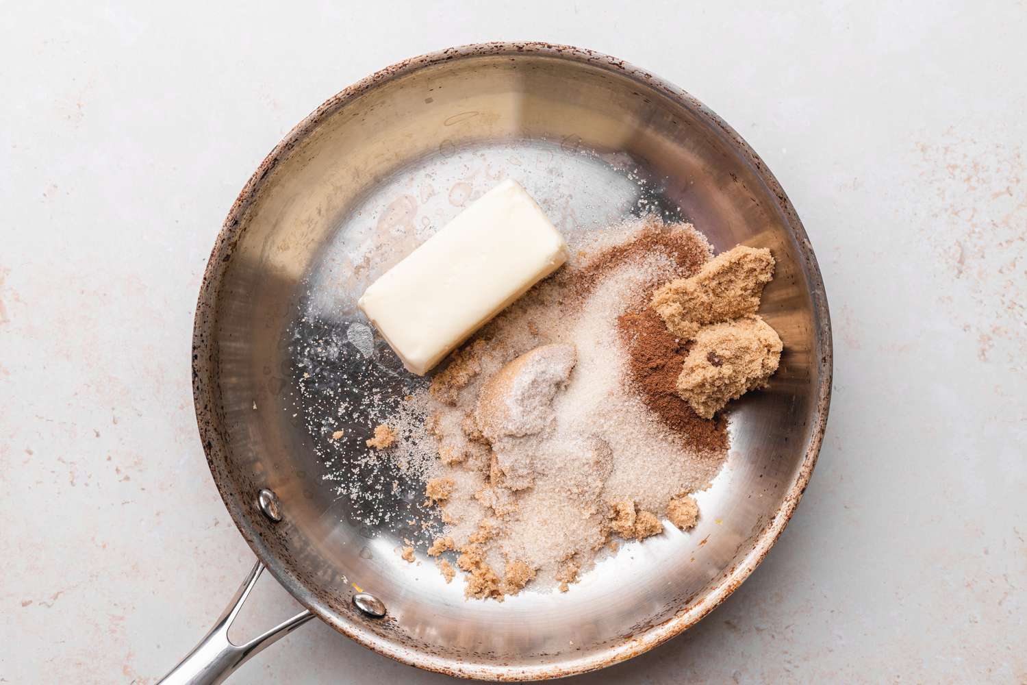 Skillet with Butter and Brown Sugar for Bananas Foster