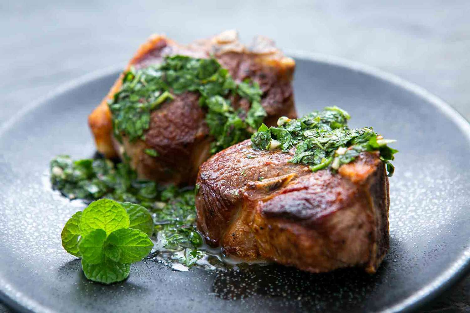lamb chops with mint chimichurri