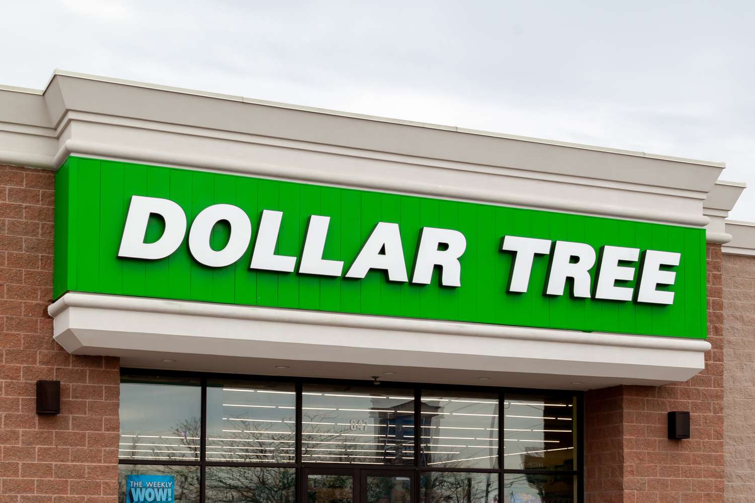 Storefront facade with a Dollar Tree sign