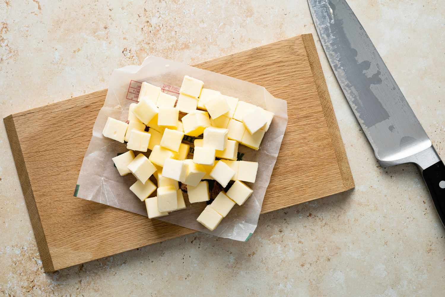 Butter Cut into Cubes for Pumpkin Scones Recipe