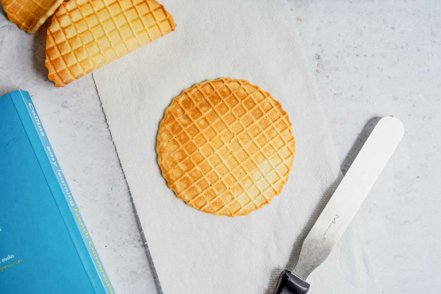 Waffle on top of paper towel. 
