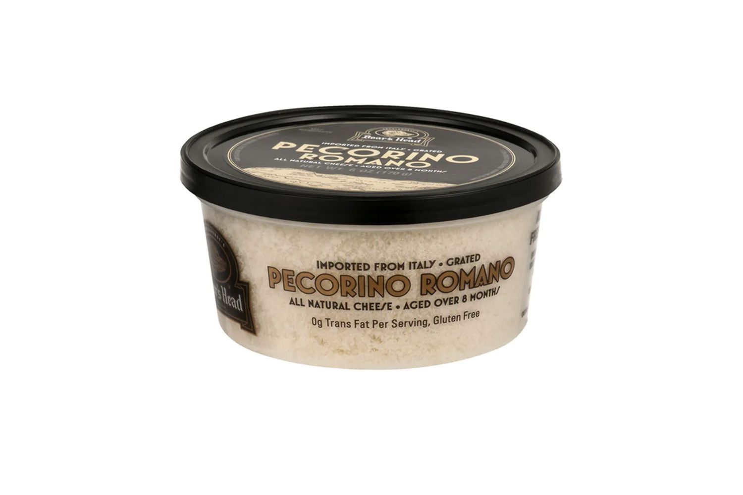 A Pecorino Romano cheese container on a white background