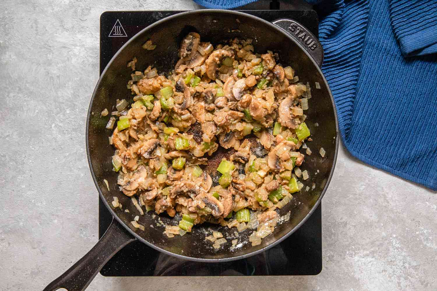 Flour sauteed into the vegetables (until golden brown) to make a reux for chicken a la king recipe