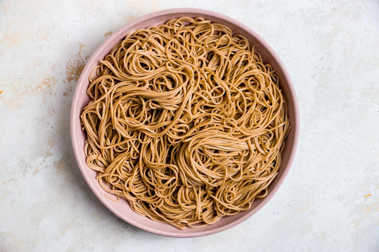 Bowl of Boiled Soba Noodles for Sesame Peanut Noodles