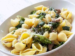 Shell Pasta with Sausage and Greens