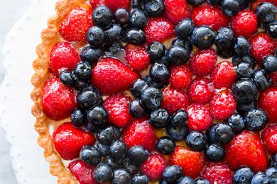 Summer Berry Tart with blueberries, strawberries, raspberries