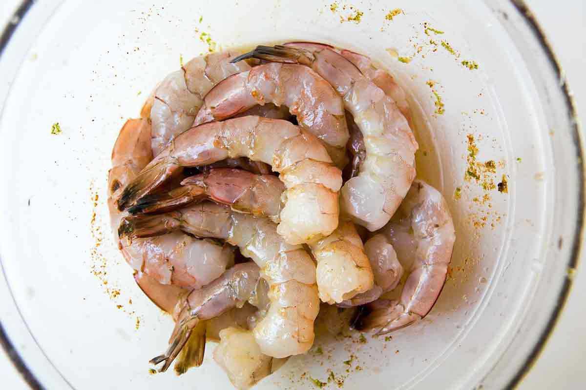 How to Grill Bacon Wrapped Shrimp toss with lime and spices