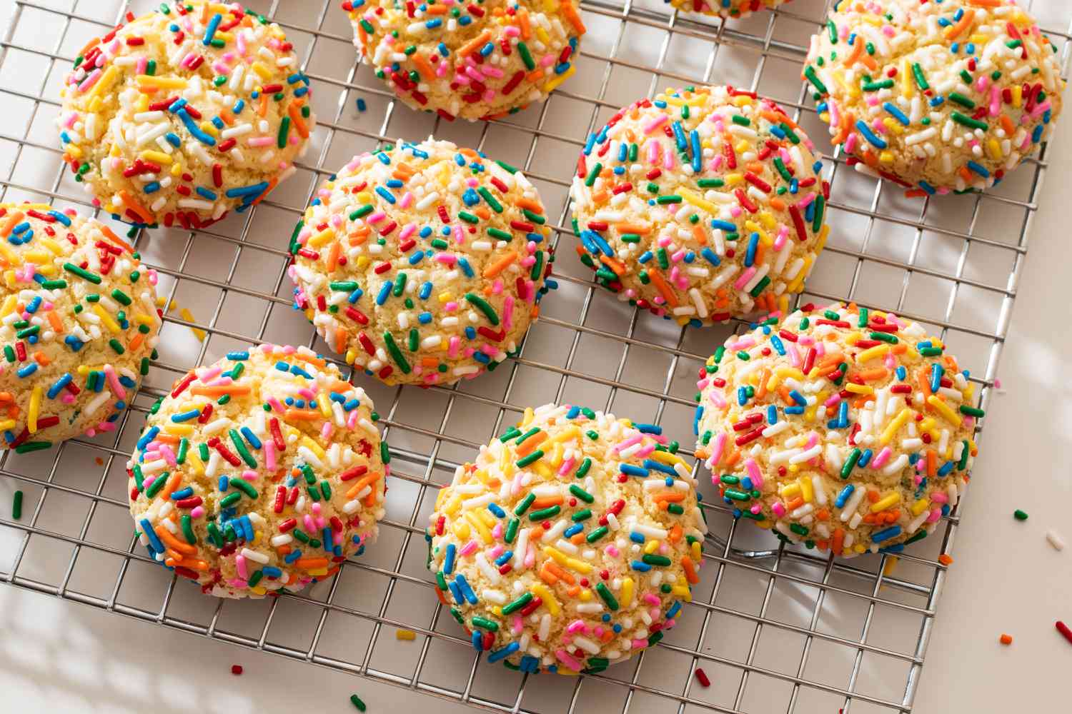 Cake Mix Cookies (3 Ingredients) on a cooling rack