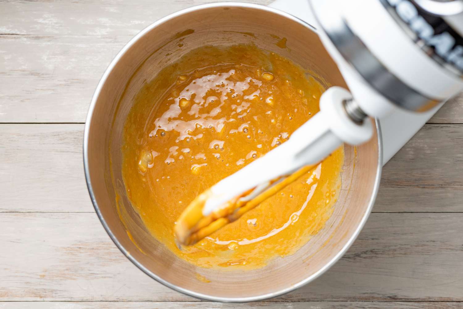 Bananas, Dulce de Leche, and Sugar Mixer Together in a Stand Mixer