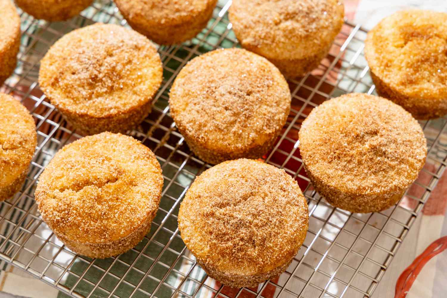 Old-Fashioned Donut Muffins on a cooling wrack