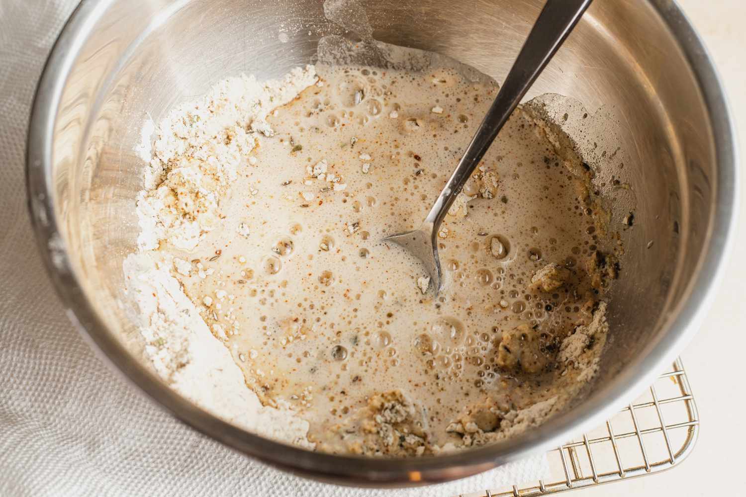 Bowl of Delicata Squash Pakora Batter Mixed Together