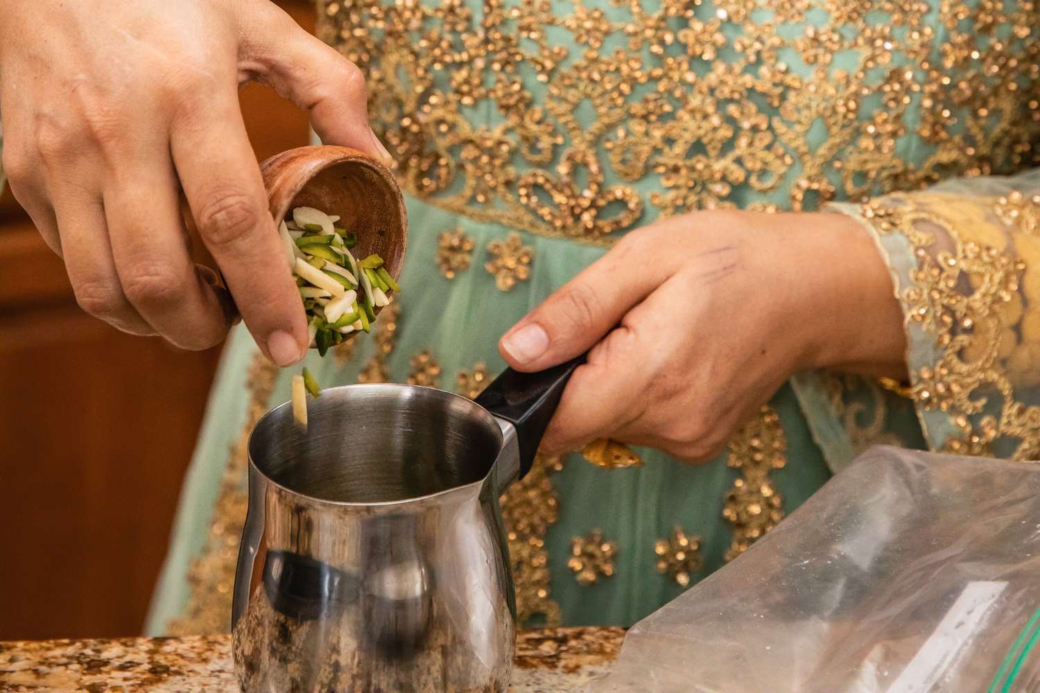 Pistachios and almonds for Kabuli Palao (Afghan Lamb Shanks with Rice, Carrots, and Raisins)