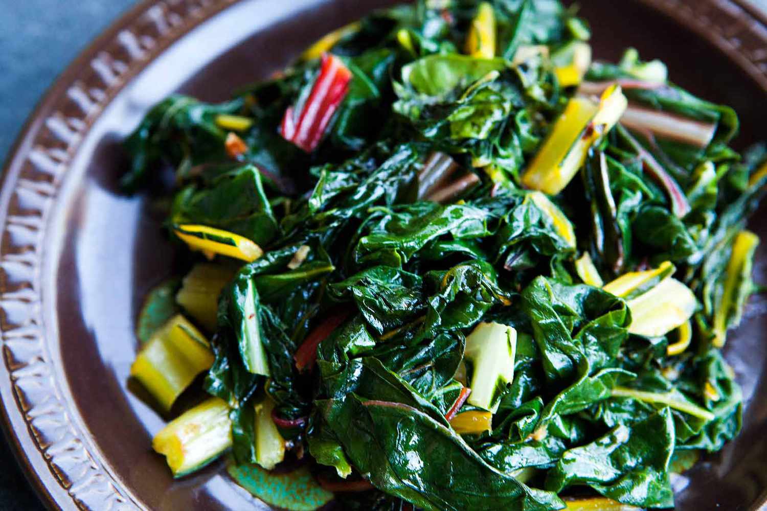 A plate of sauteed swiss chard