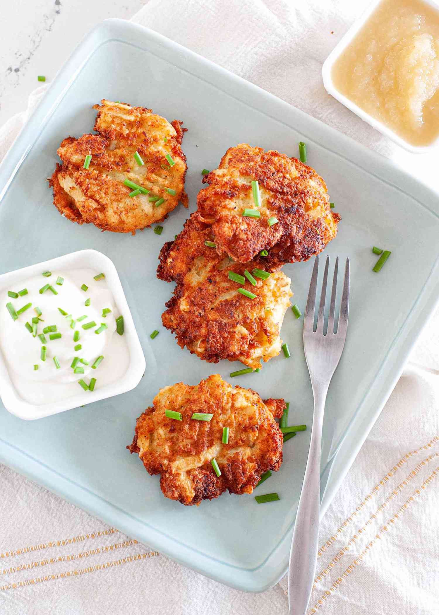 Potato pancakes for hanukkah on platter