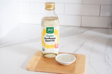 Bottle of 365 organic sunflower seed oil