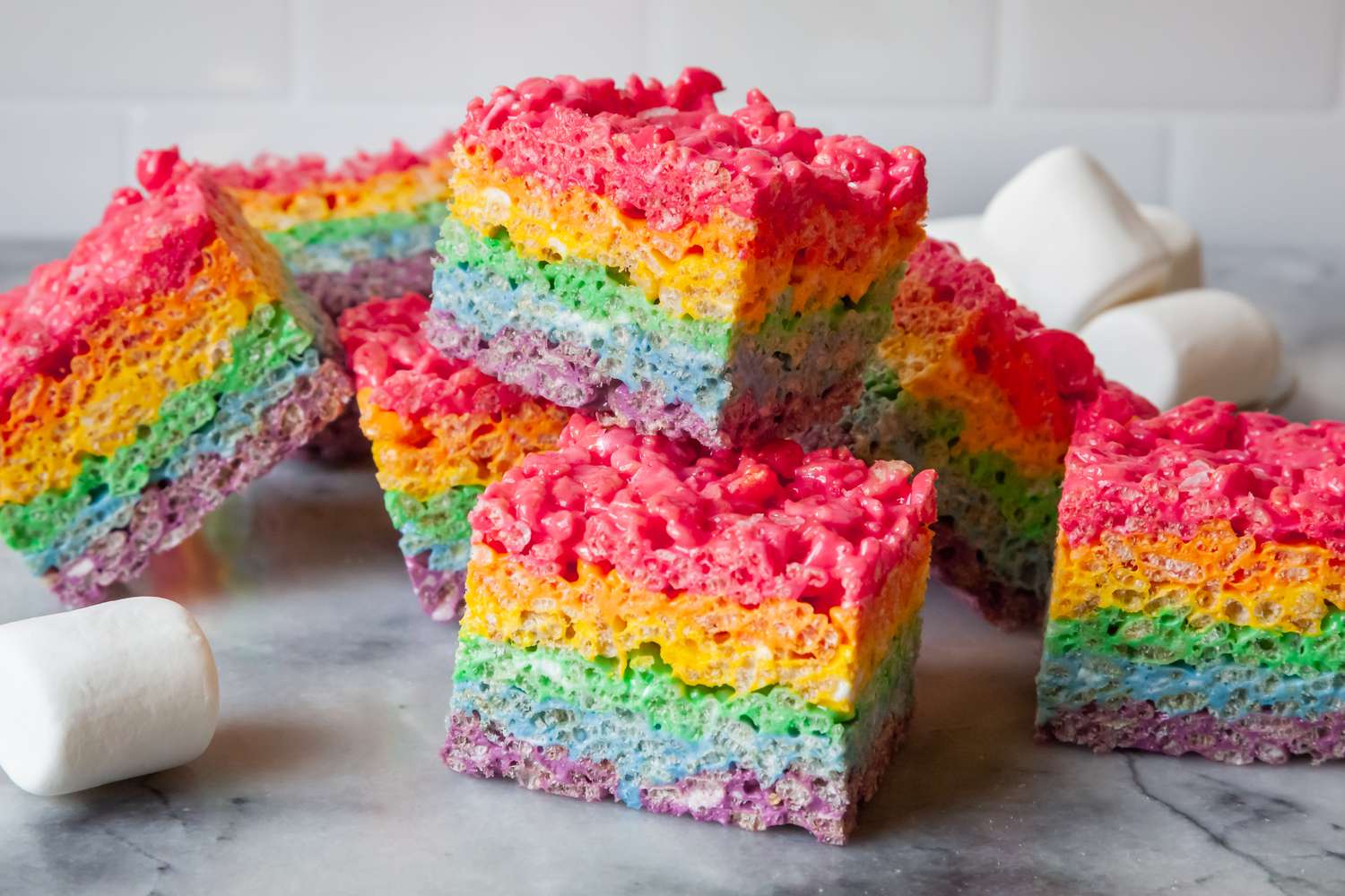 Rainbow Rice Krispies Treats and Marshmallows