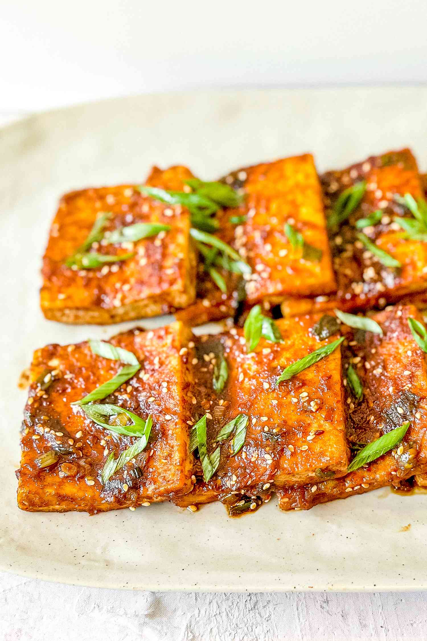 Dubu Jorim (Korean Braised Tofu) on a Platter