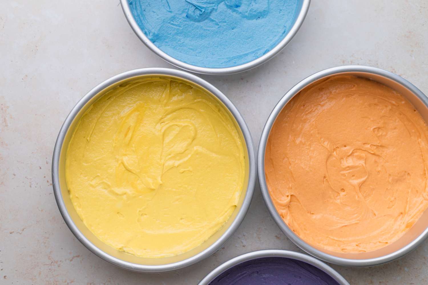 Batter for Rainbow Layers in Cake Pans