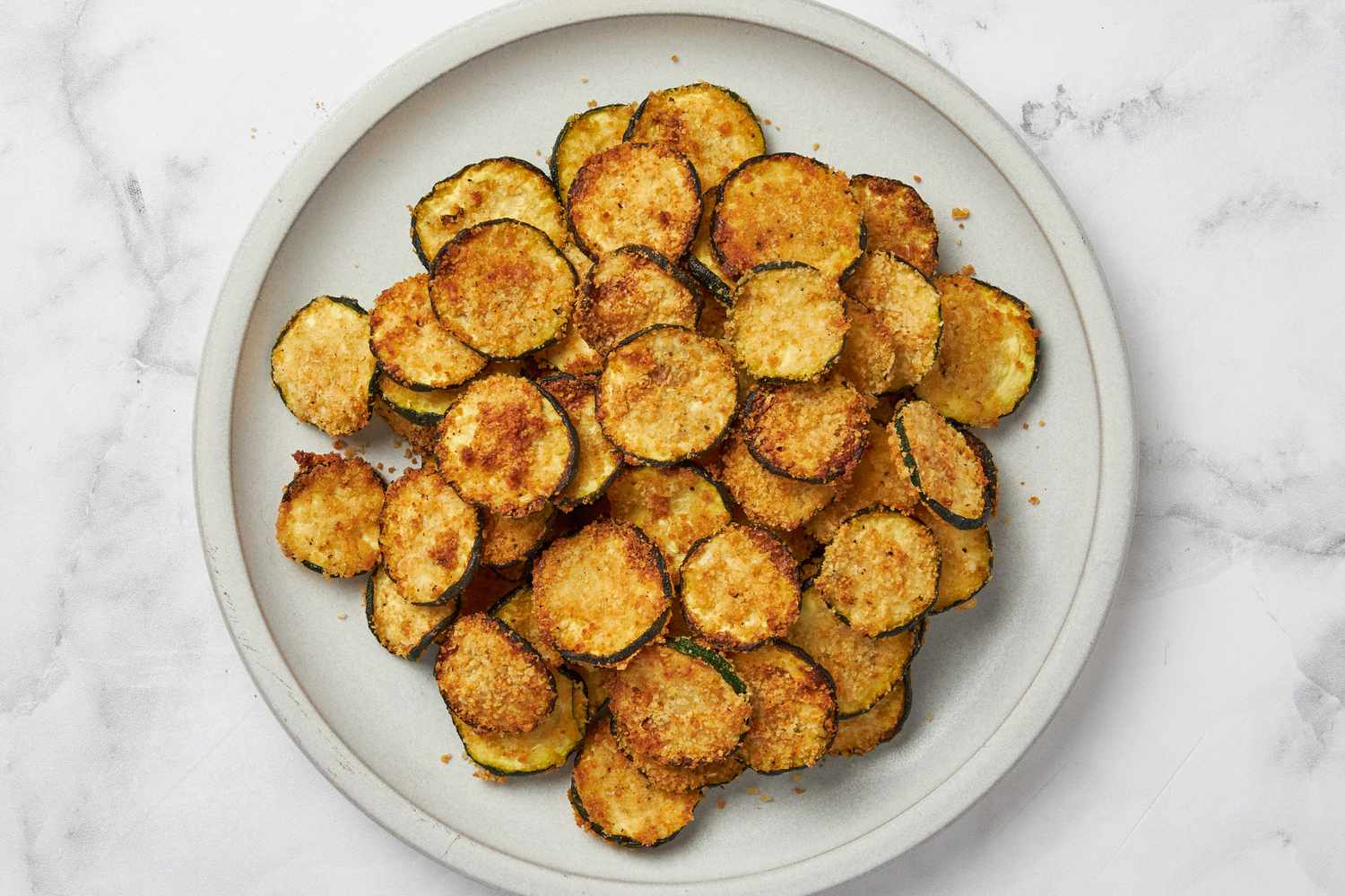 Air fried zucchini on a plate