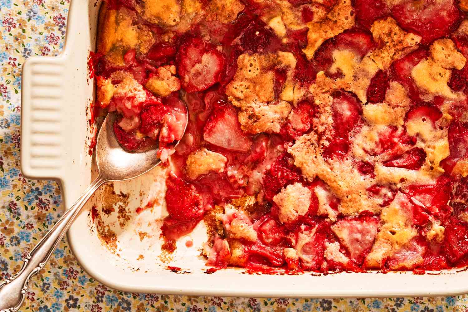 strawberry sonker in a casserole dish