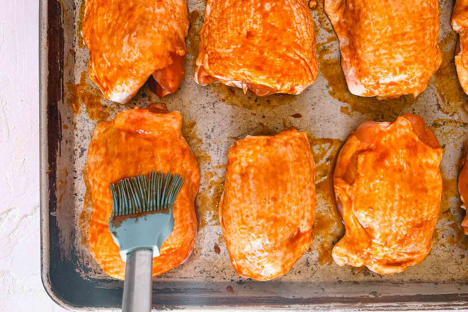 Brush Paste onto Easy Grilled Gochujang Chicken Thighs