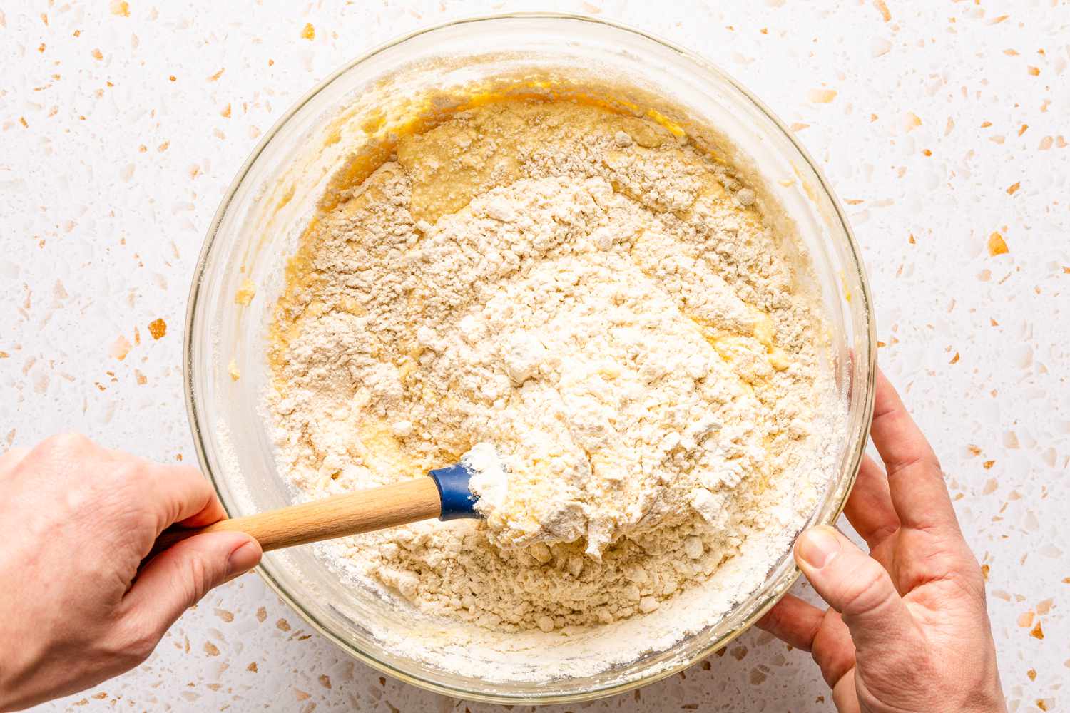 dry ingredients added to butter-sugar-egg mixture (alternating between wet and dry ingredients) for ciambellone recipe
