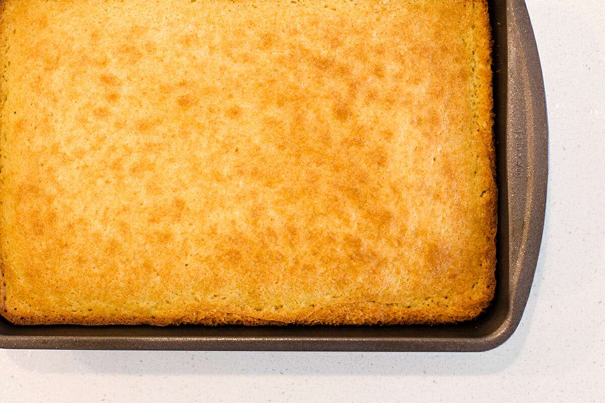 Vanilla Sheet Cake - baked