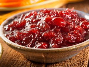 Homemade cranberry sauce in a bowl