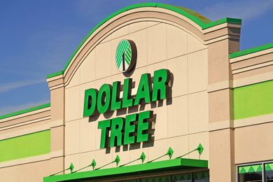 The facade of a Dollar Tree store with the logo and name prominently displayed