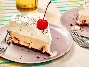 slice of Easy Bushwacker Pie on a plate with a fork