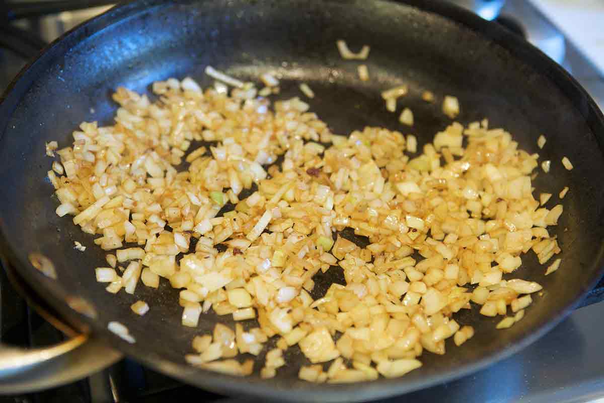 brown the onions for hamburger stroganoff