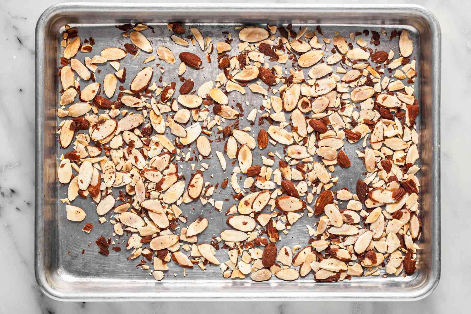 Baking Sheet of Toasted Almonds for Strawberry Eton Mess
