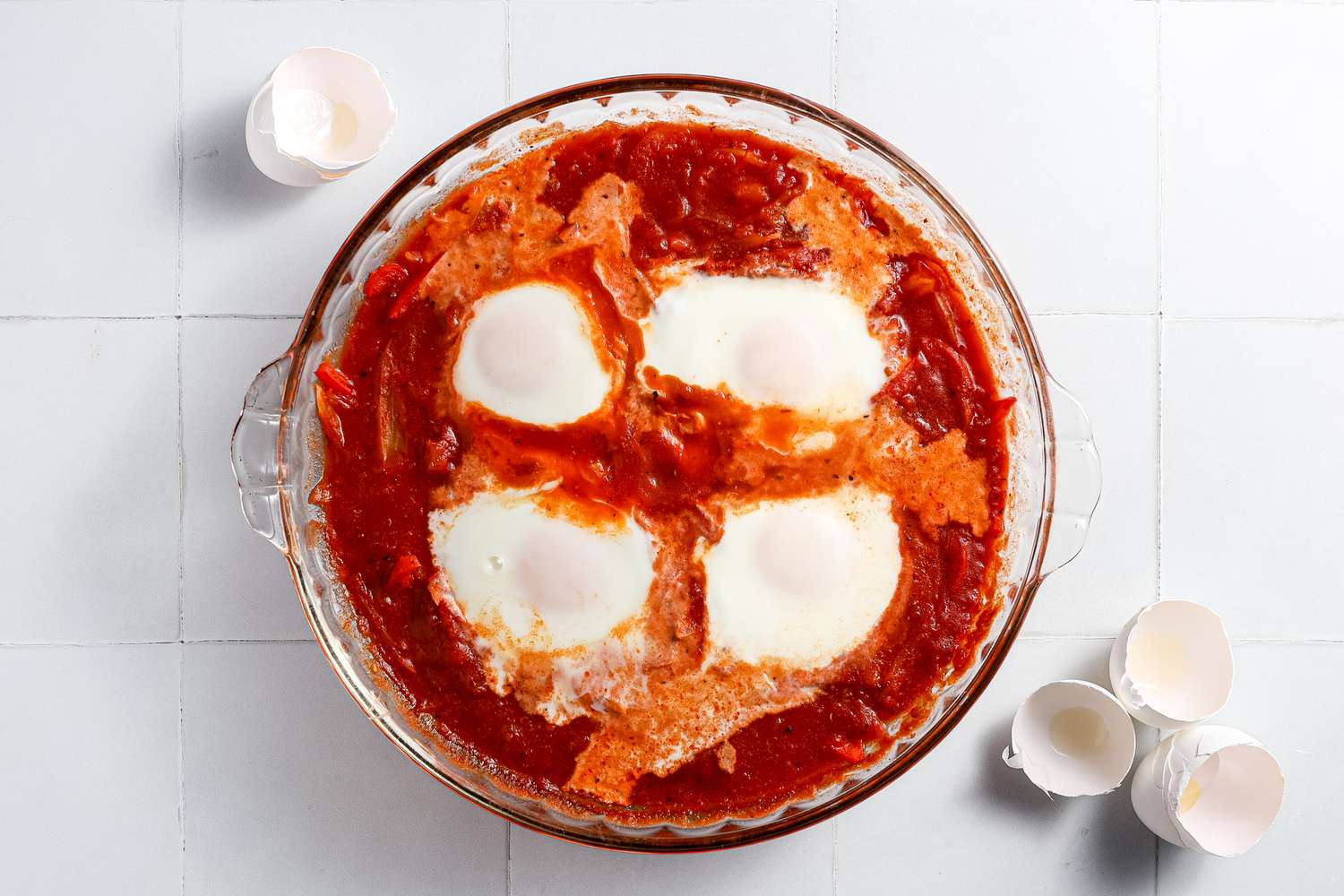 Microwave Shakshuka in a Pyrex Dish 