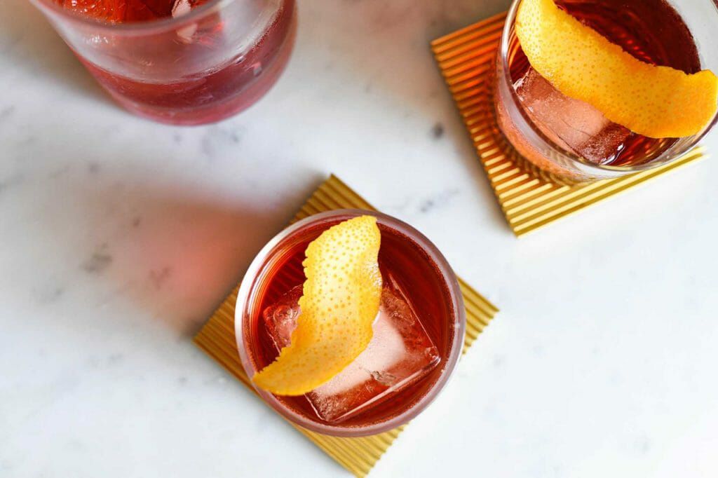Negroni cocktails with campari and gin