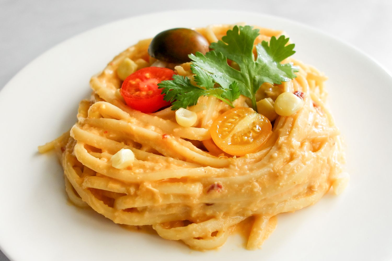 Spicy Creamed Corn Linguine 