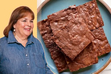 A split image of Ina Garten and a plate of brownies