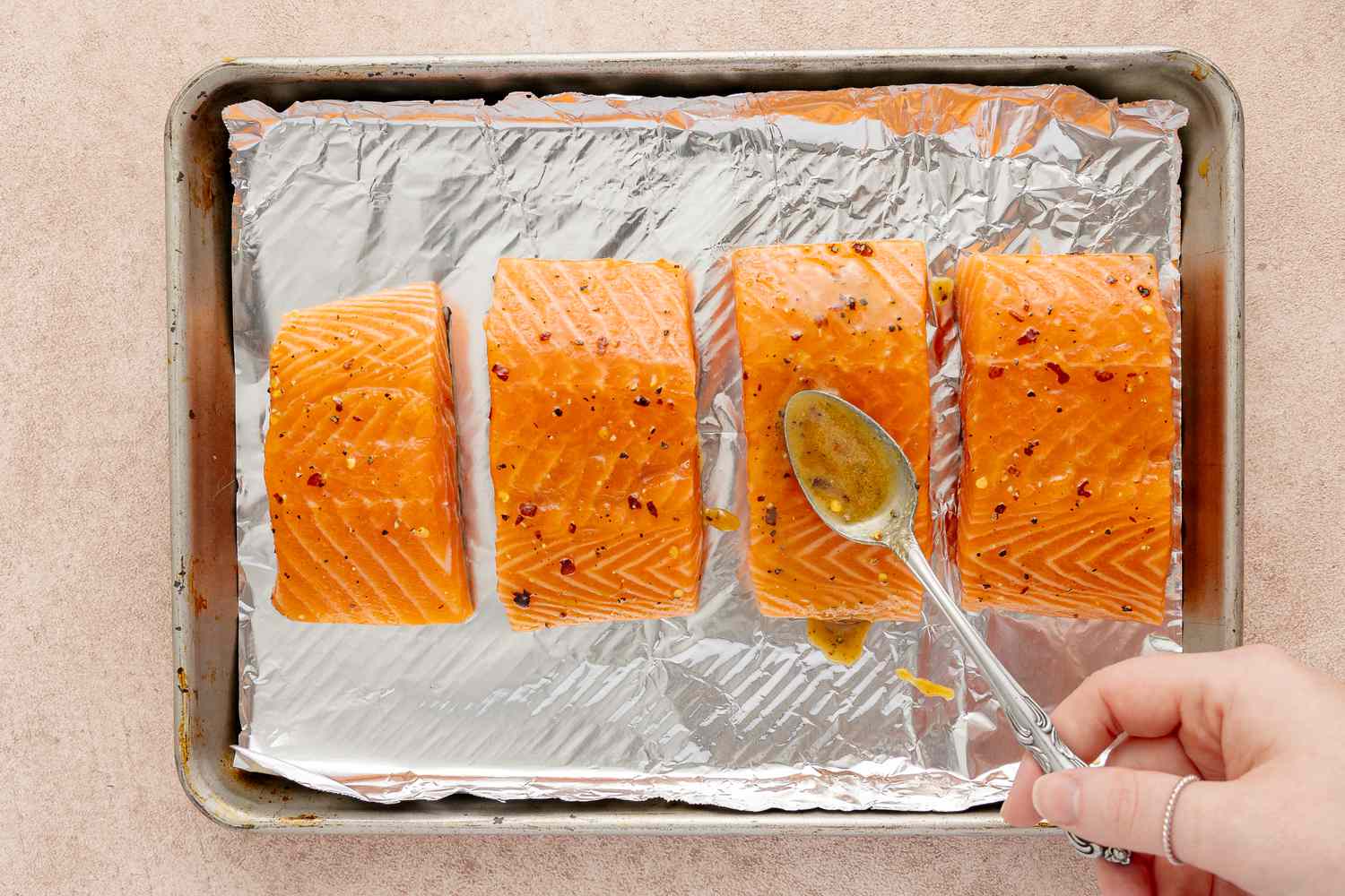 Tray of Salmon Glazed with Brown Sugar Glaze
