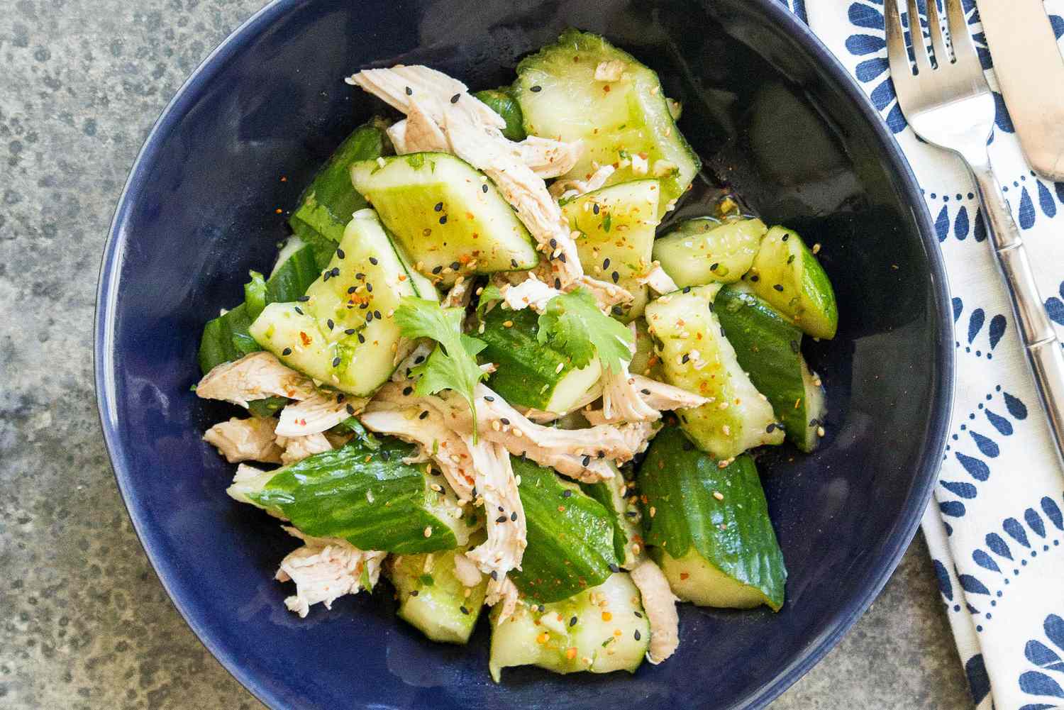 Smashed Cucumber Salad with Chicken
