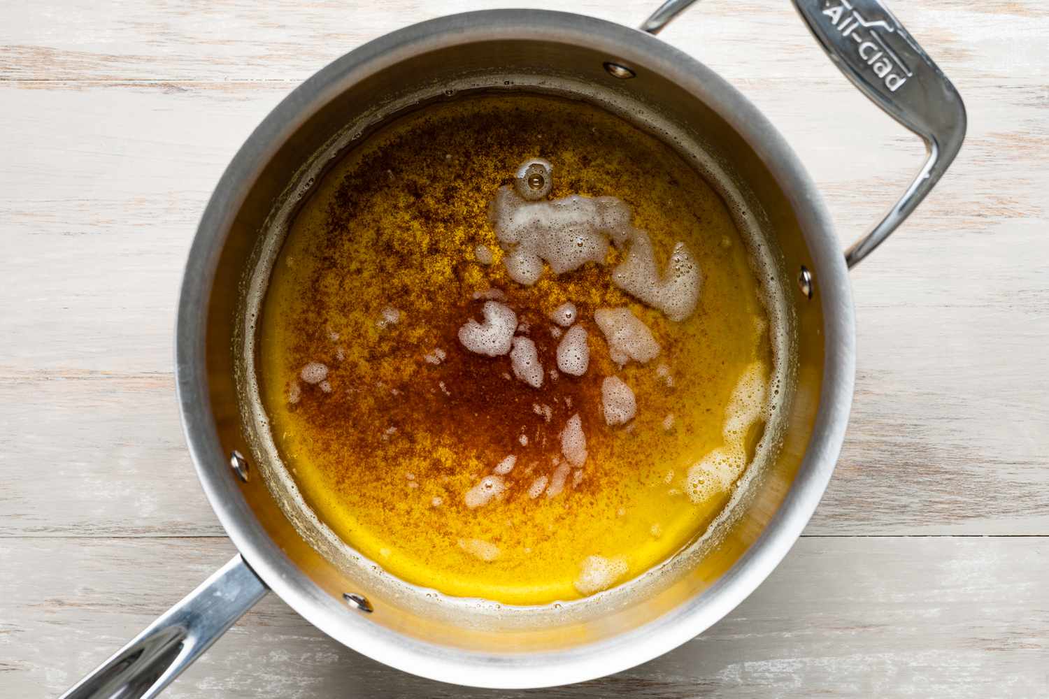 Pot of Browned Butter for Pumpkin Blondies Recipe