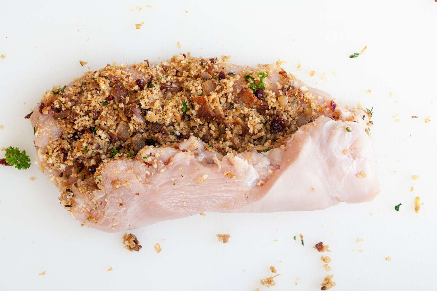 How to stuff a turkey with filling and a turkey breast.